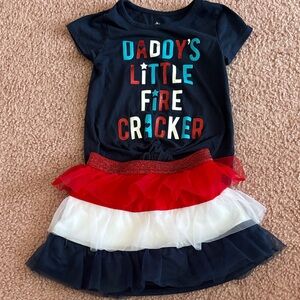 Patriotic Navy Tee & Red White Blue Tutu 2 price set size 3t
